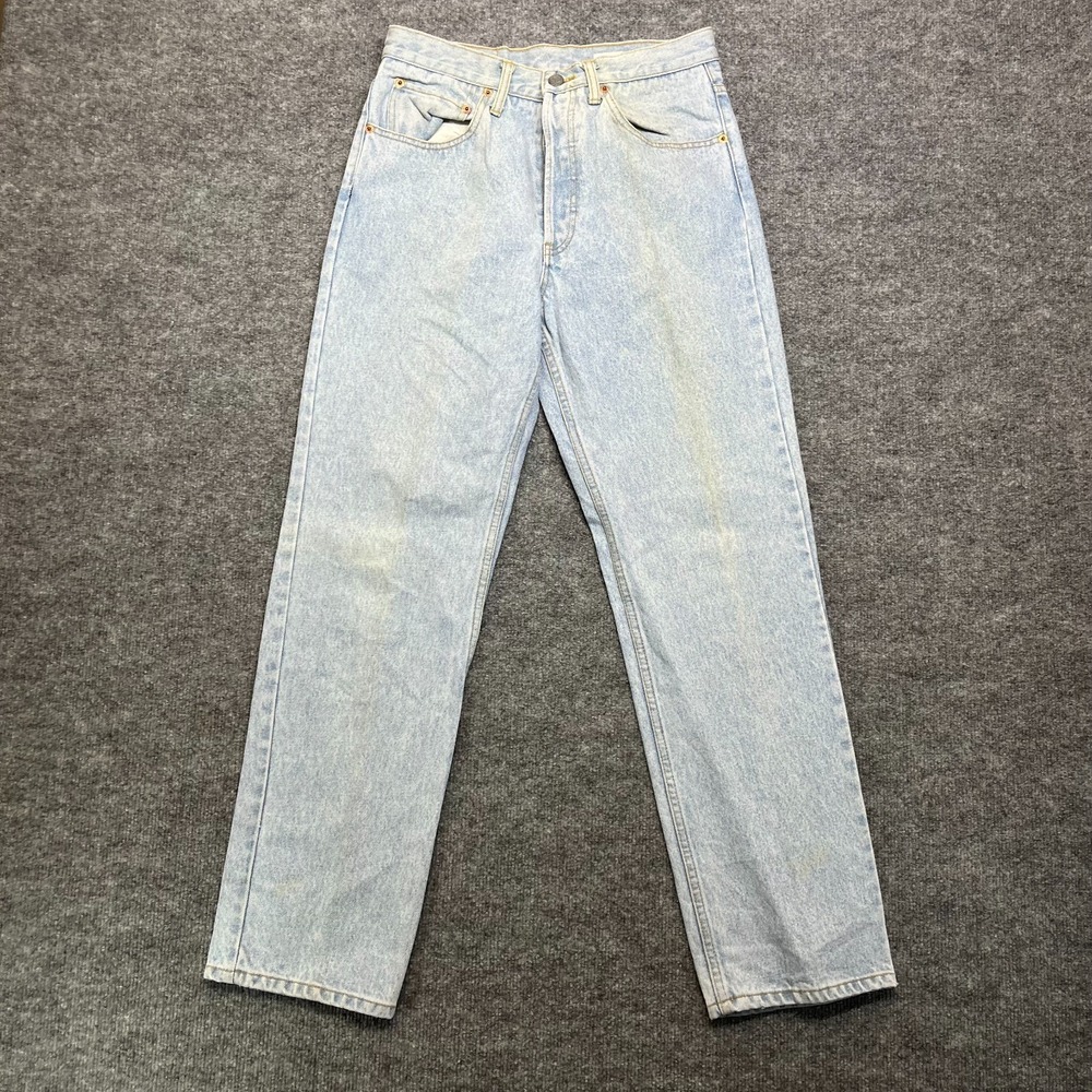 Attrak Jeans Blue Denim Pockets Mid Rise Classic Straight Fit Button Fly - 28X29